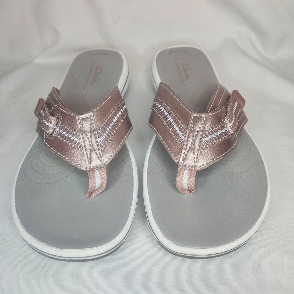 Clarks Cloudsteppers Walking Flip Flop Sandals Brinkley Jazz Rose Gold NWT Sz 6